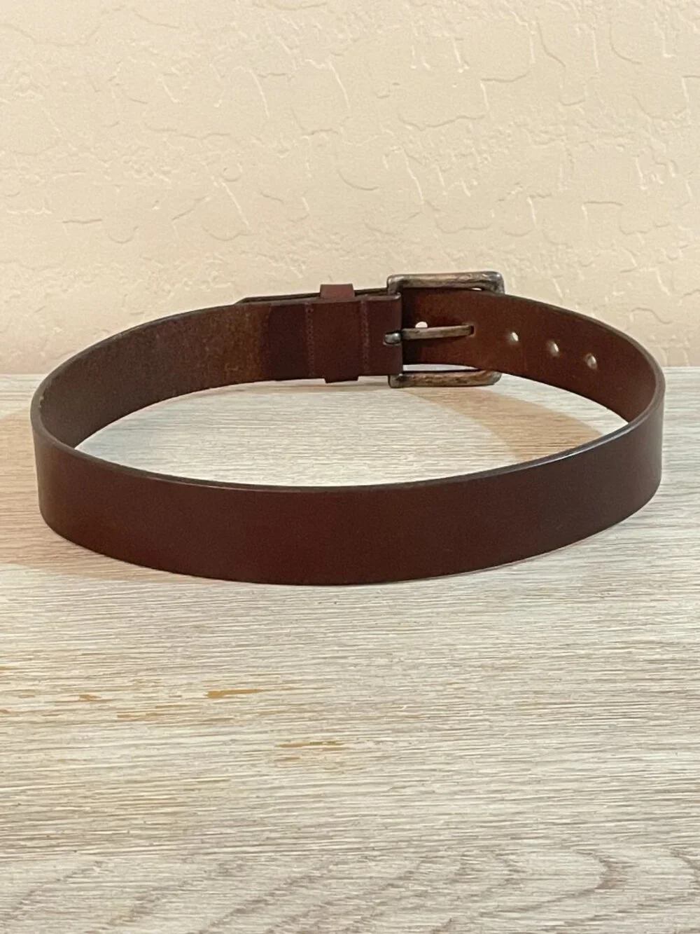 Calvin Klein Leather Belt Brown Italian Leather Silver Logo Small
